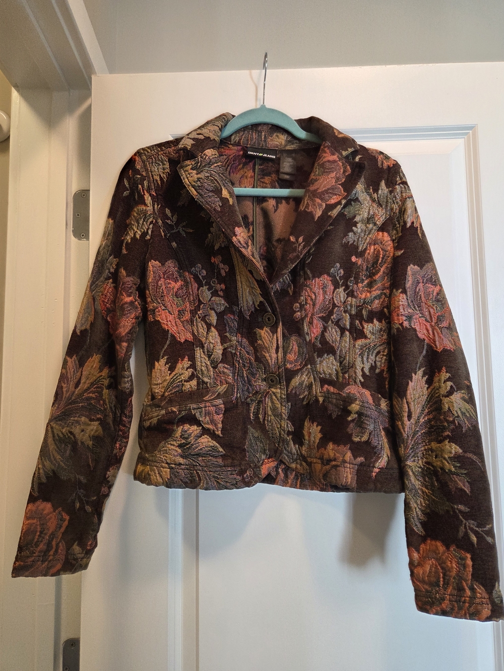 DKNY Jeans Floral Tapestry Blazer Jacket Small